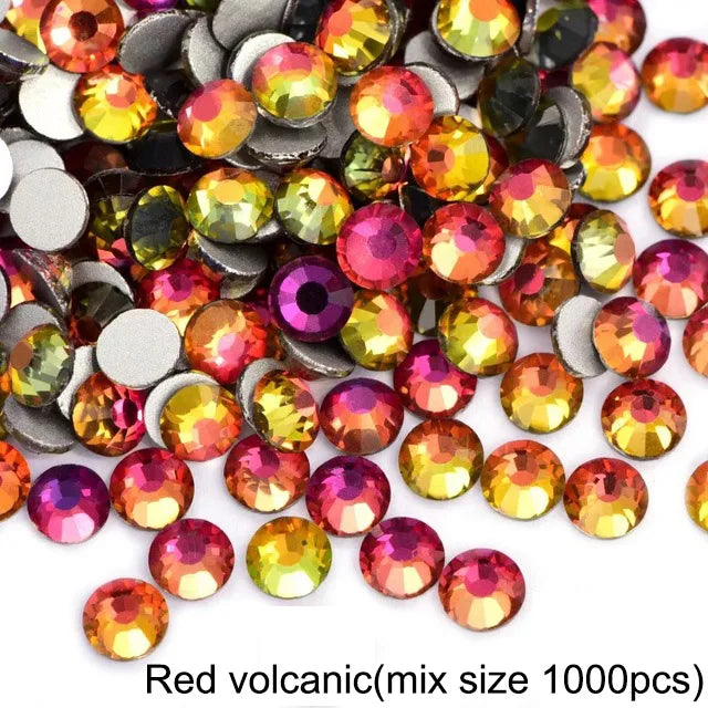 1440Pcs/Pack Flatback 3D Glass Swarovsky DIY Nails Rhinestones Art Decoration Shiny Crystal Stones Gems Manicure