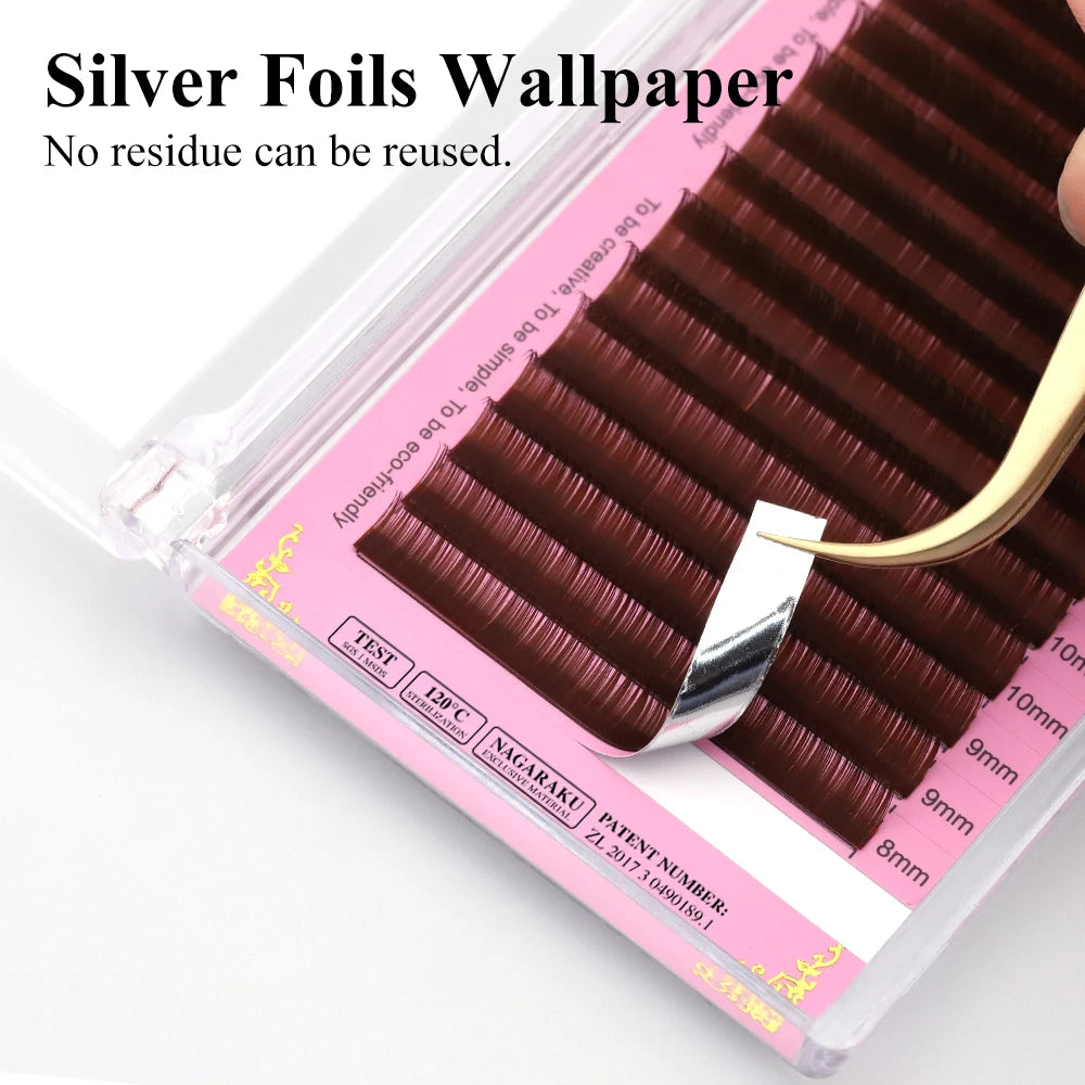 NAGARAKU Brown Eyelash Extension Maquillaje Makeup Individual Eyelashes High Quality Soft Natural Synthetic Mink 16 Lines