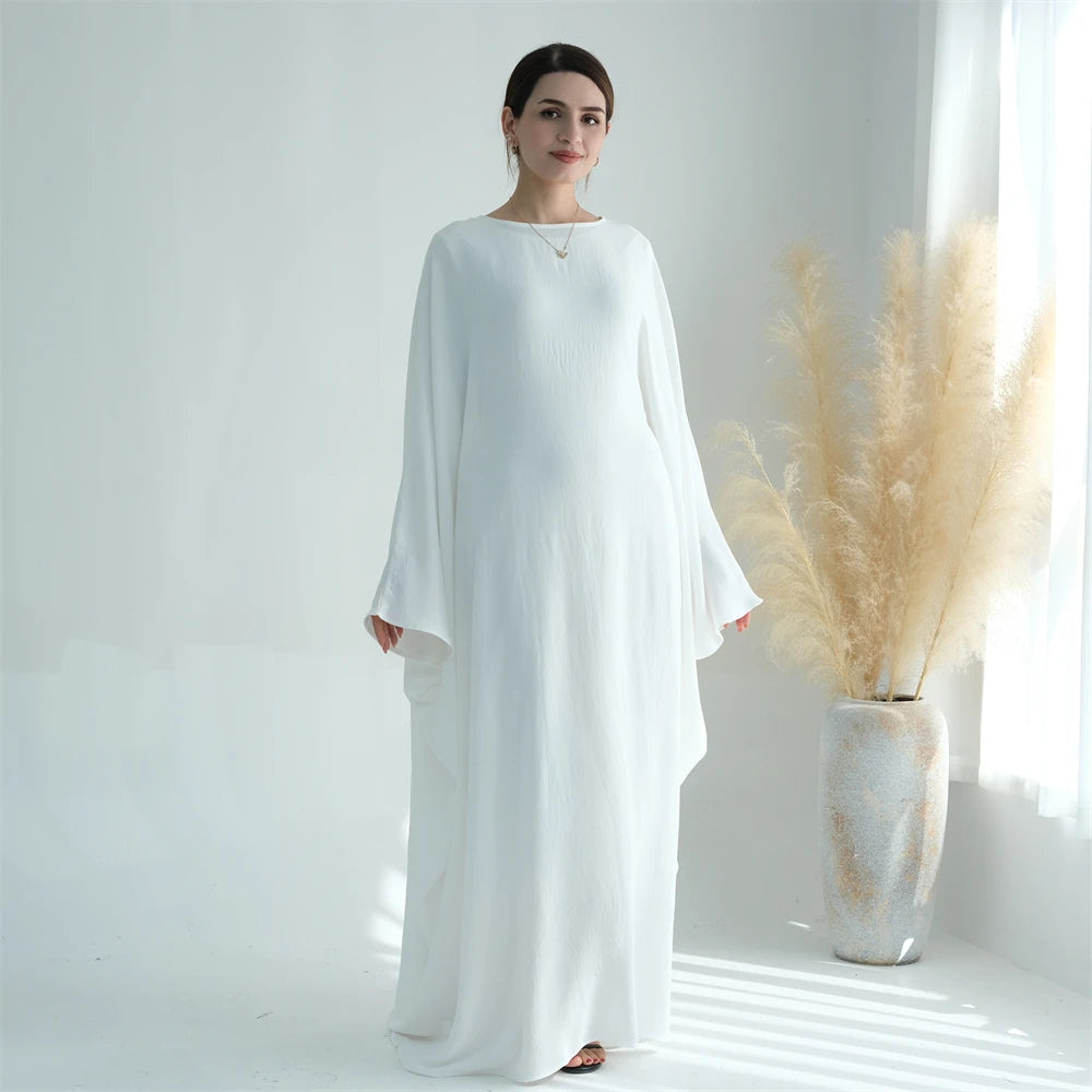 Ramadan Eid Soft Crepe Khimar Batwing Abaya Dubai Islam Muslim Modest African Dresses For Women Kaftan Kebaya Robe Femme Musulma