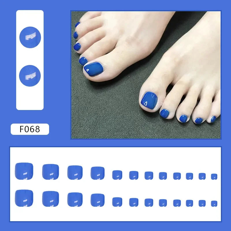 Simple French Press on Nails Fake Nails Tips with Sticker False Toenail Design Butterfly Lovely Girl False Toenail