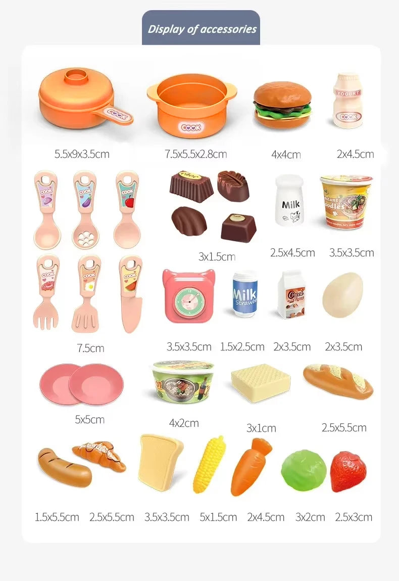 Kids Kitchen Play Set Water Spray Light Sound Electronic Stove Simulated Cooking Dining Table House Play Toy Gifts for Girls Boy