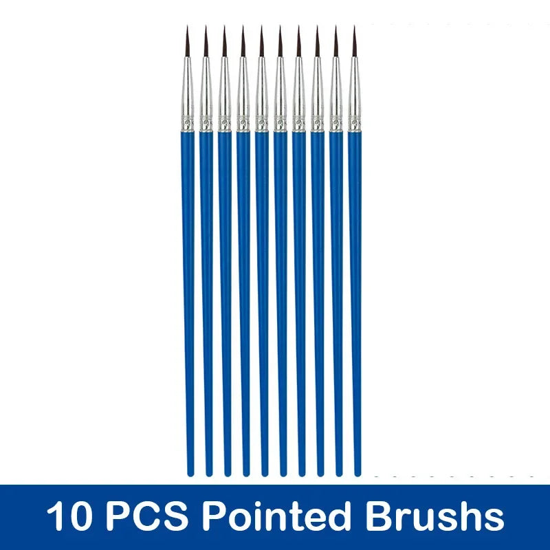 10/20/50Pcs Painting Brushes Set Art Round Flat Hair Nylon Hair Paint Brush Pen for Oil Acrylic Watercolor School Art Supplies