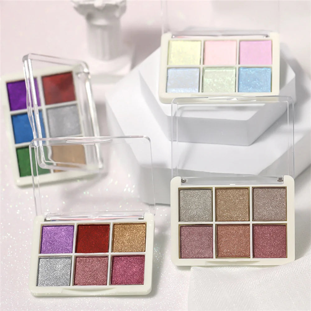 6Colors/Set Solid Magic Mirror Nail Art Powder Aurora Metallic Effect Chrome Glitter Pigment Holographic  Eye/Nails Decor Dust