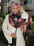 Abstract Marble Print Chiffon Hijab – Rose Gold & Black