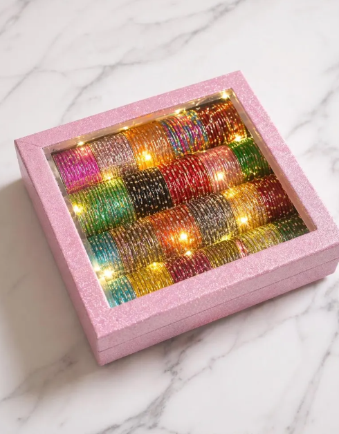 Luxury Multicolor Crystal Bangles Set – Gift Box Collection