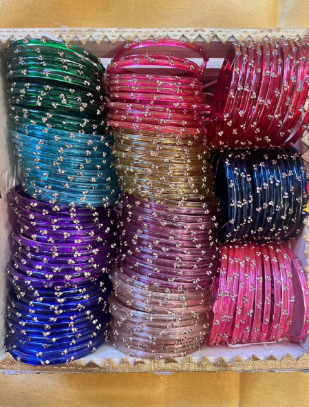 Premium Crystal Bangles Set – Multicolor Traditional Bracelet Collection