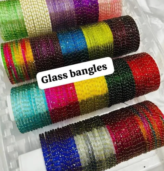 Multicolor Glitter Bangles Set – Traditional Jewelry Collection