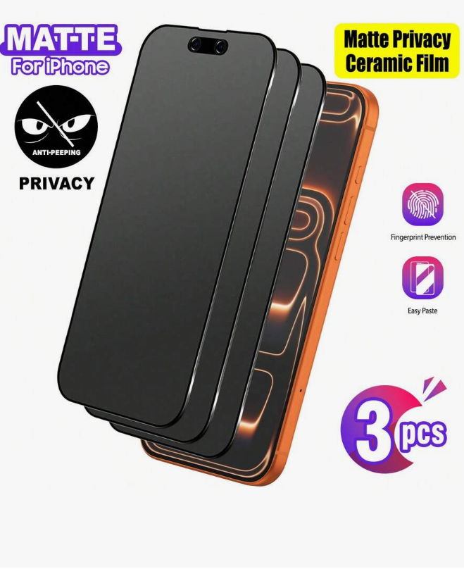 Matte Ceramic Privacy Screen Protector, Compatible With iPhone 17 Pro & 17 Pro Max