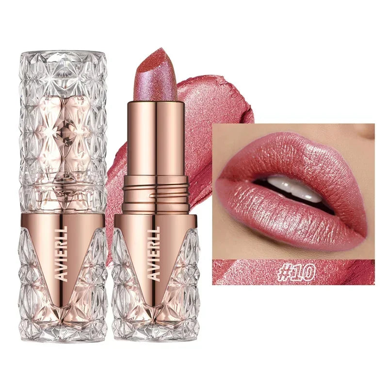 10 Colors 3 in 1 Pearlescent Lipstick Long Lasting Moisturizing Sparkling Quicksand Gold Lip Gloss Pearl Shimmer Sexy Lip Makeup