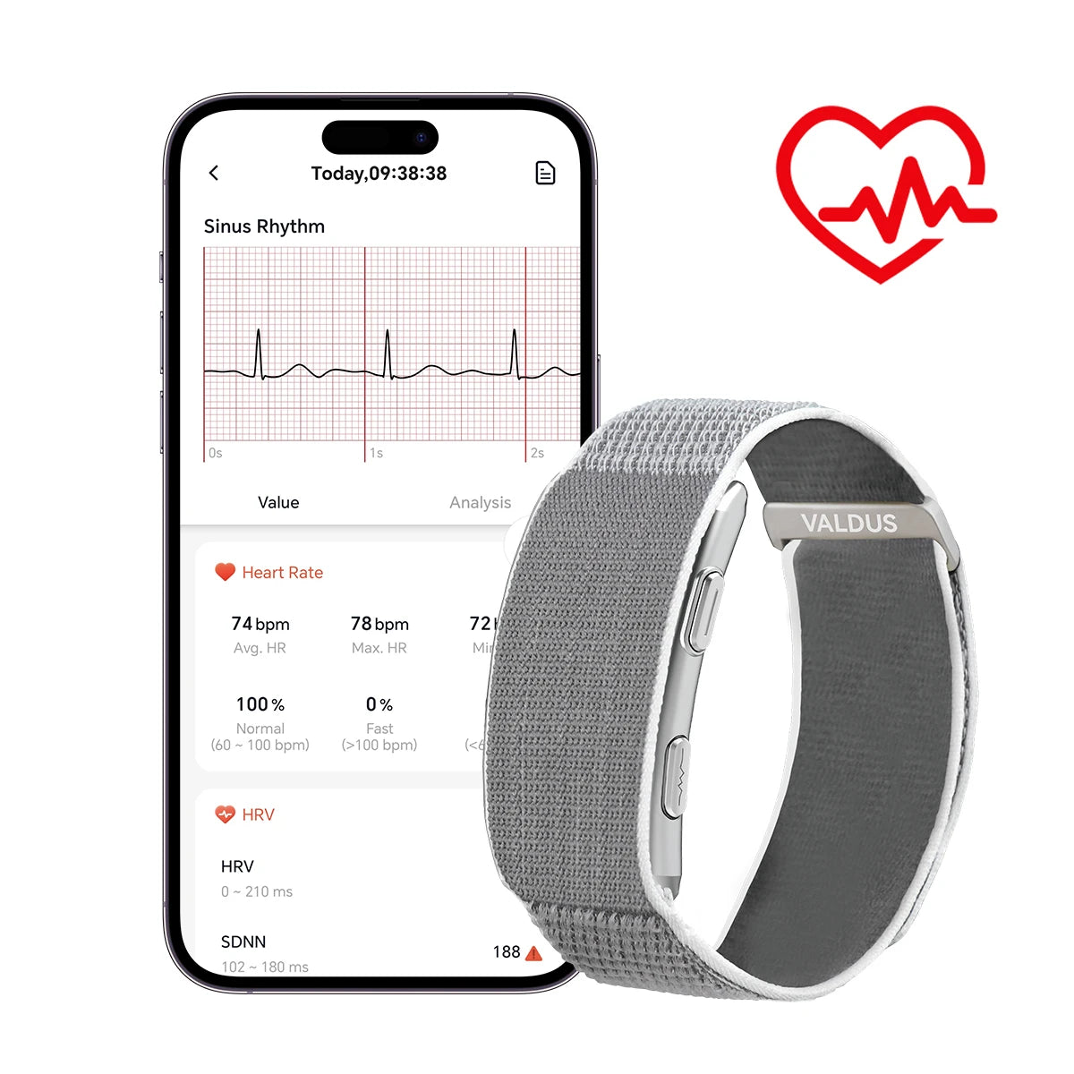 VALDUS Long Batterylife VITRO Smart Screenless ECG Health Care Heart Rate HRV Activity Fitness Tracker Band Smart Bracelet