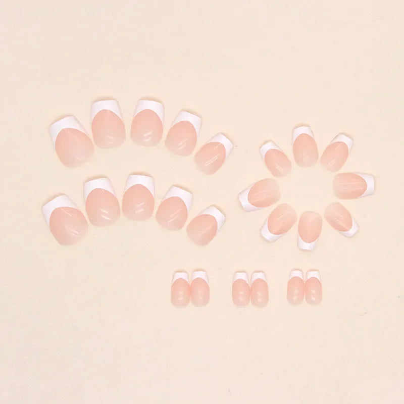 New Short Ballet 24 Pcs Fake Nail with Jelly sticker Press on False Nails Wearable Round Head Oval Full Cover Nail Tips