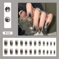 New Short Ballet 24 Pcs Fake Nail with Jelly sticker Press on False Nails Wearable Round Head Oval Full Cover Nail Tips