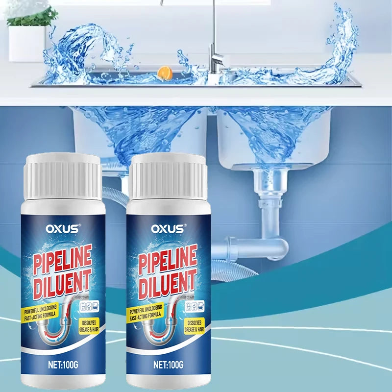 Multi-Purpose Kitchen Drain Unblocker Powder Dissolves Hair & Grease, Prevents Blockages, Easy to Use for Sink & Pipe Cleaning