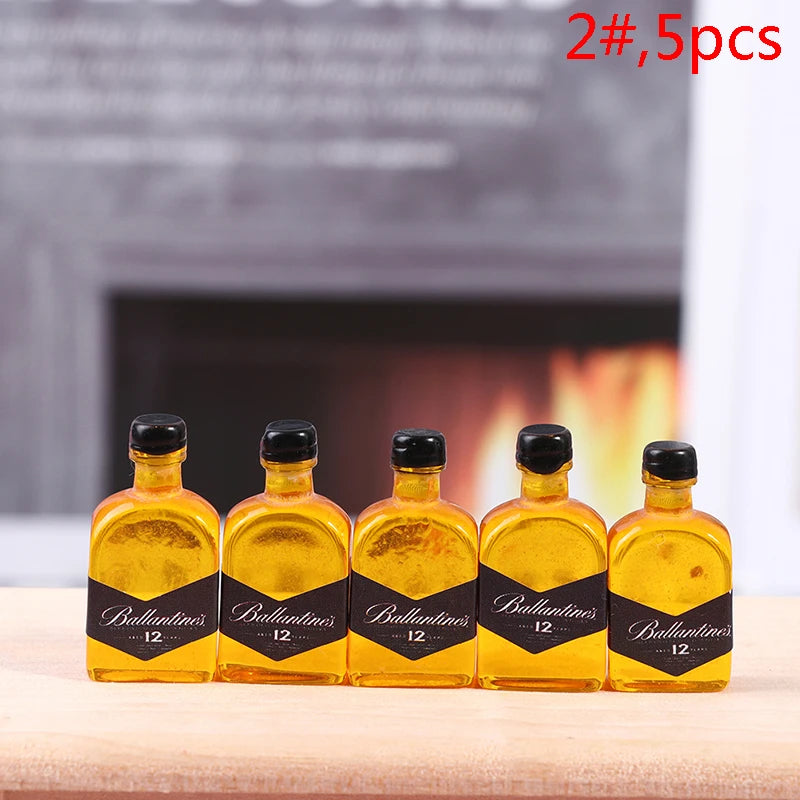 1 Set 1/12 Miniature Wine Bottles Dollhouse Kitchen Accessories - Mini Dolls House Living Room Accessories Beer Drink Bottles