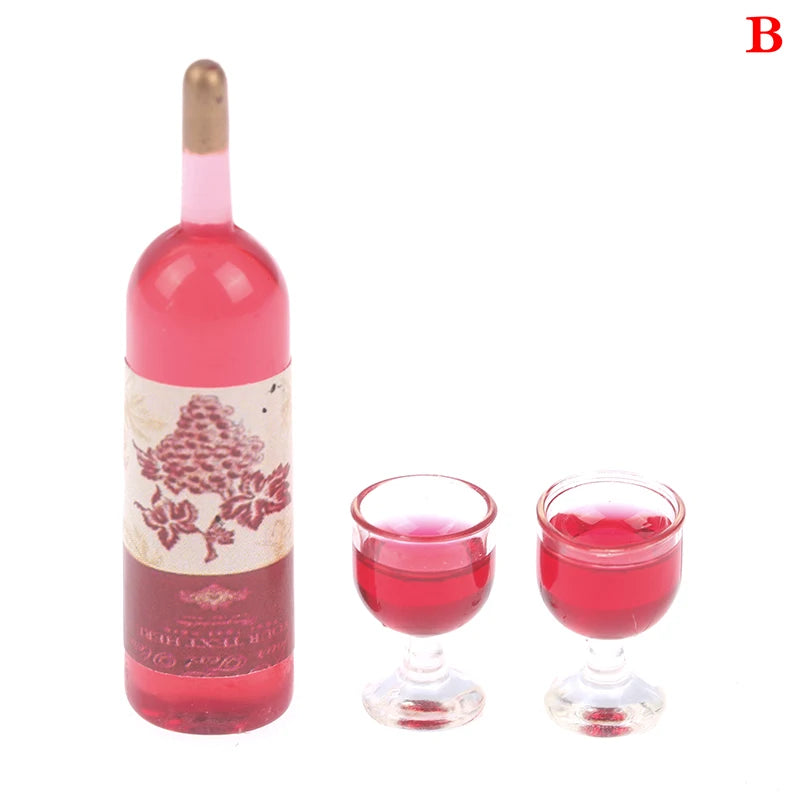 1 Set 1/12 Miniature Wine Bottles Dollhouse Kitchen Accessories - Mini Dolls House Living Room Accessories Beer Drink Bottles