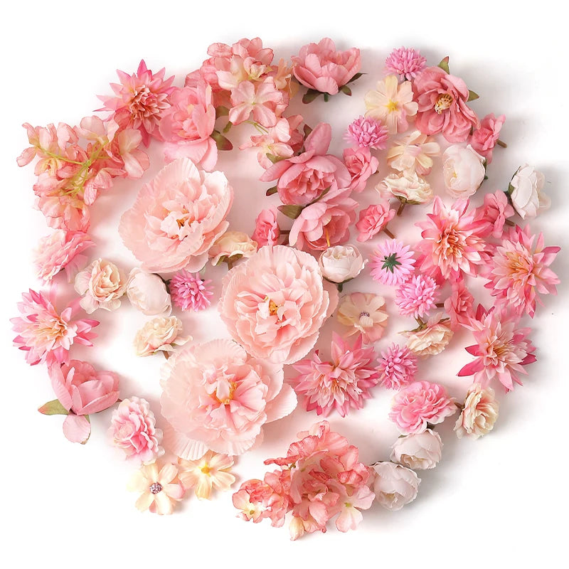 1Bag Artificial Flower Head For Home Room Wedding Decoration Handmade Craft Wreath Christmas Tree Decor 2025 Navidad Supplies