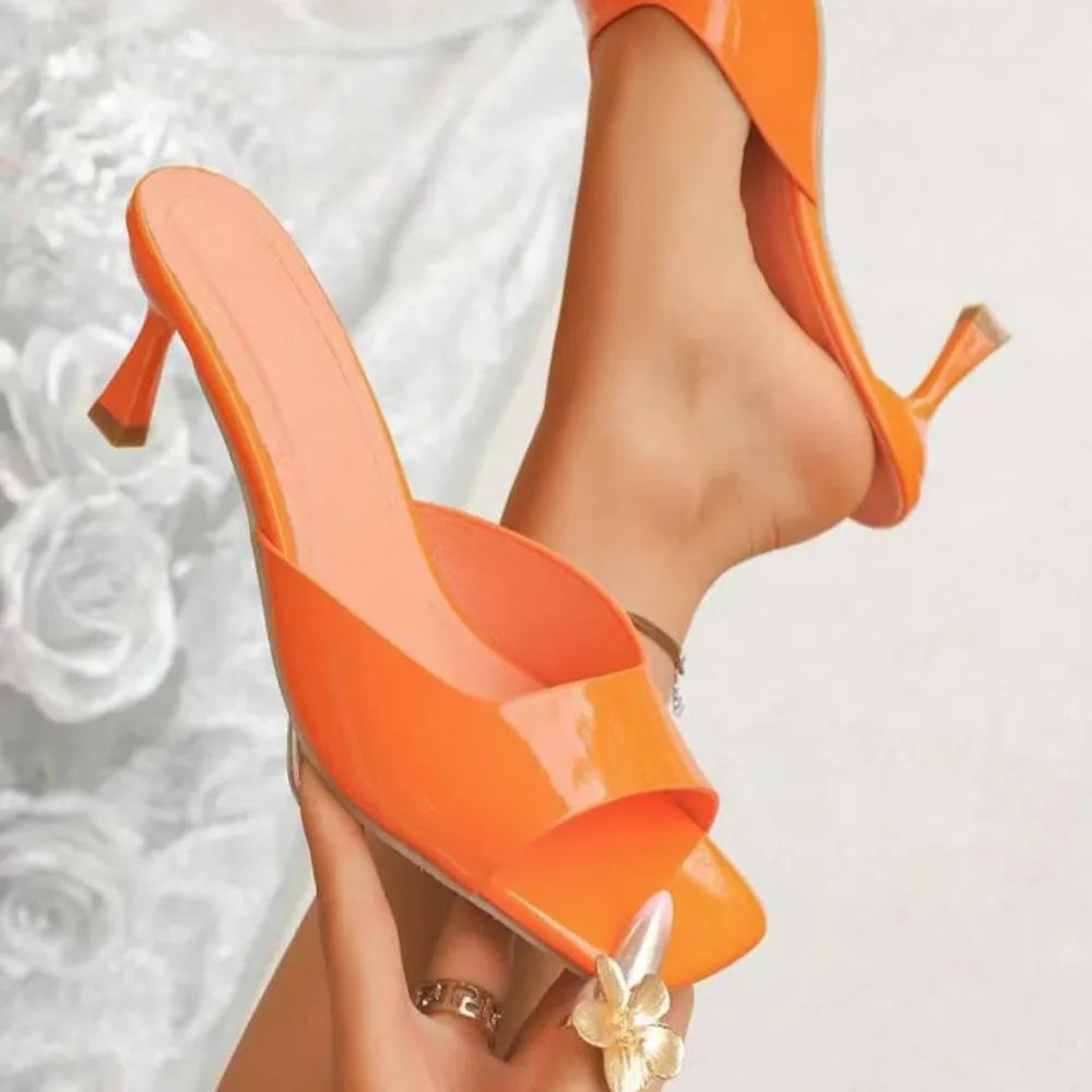 Fashion Fish Mouth Slippers Summer Comfort Dress Shoes Sexy Open Toe Stiletto Sandals Elegant Office Women High Heels