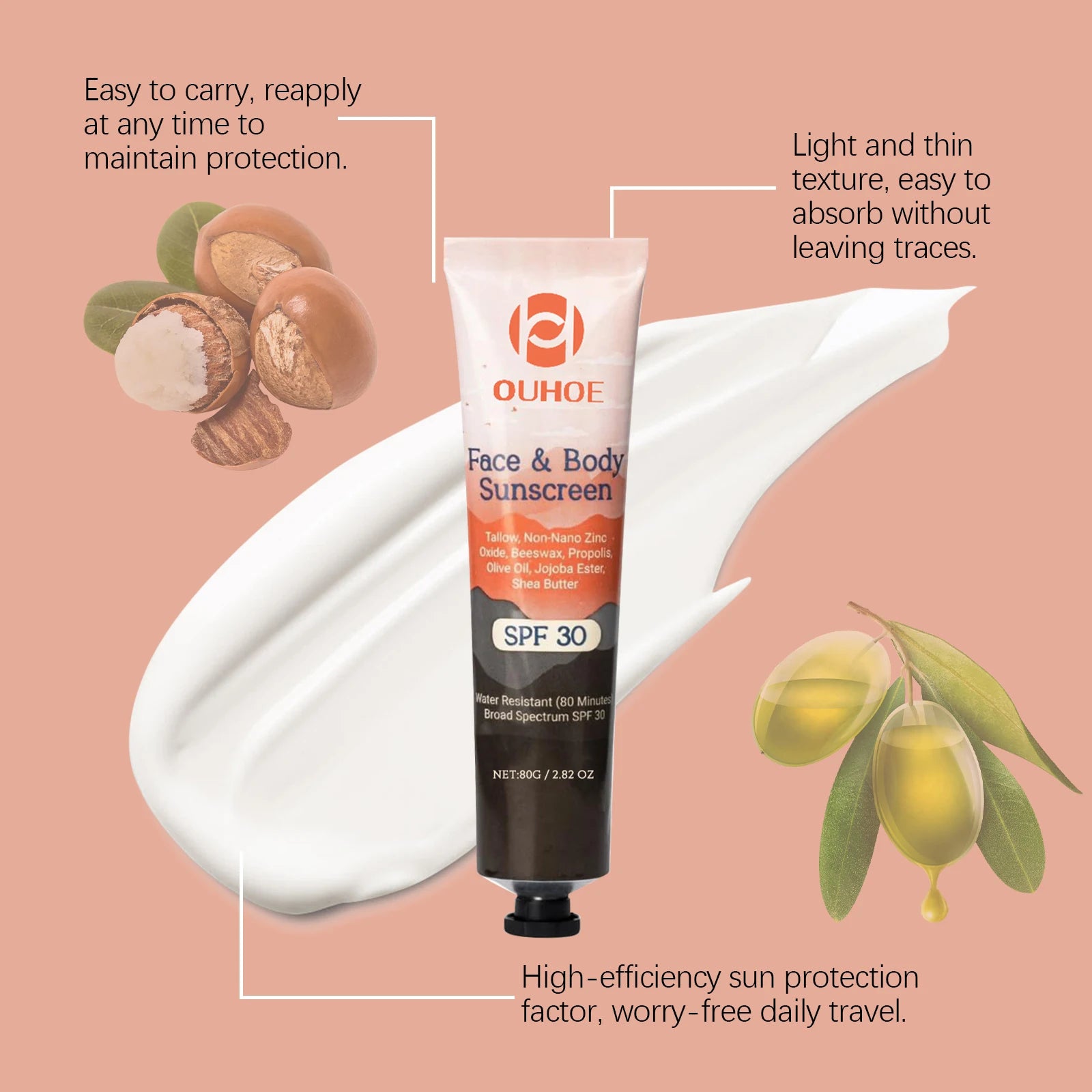 Facial Body Sunscreen UV Protection Waterproof Oil Control Sunblock Moisturizing Brightening Refresh Summer Anti Sunburn Spf30+