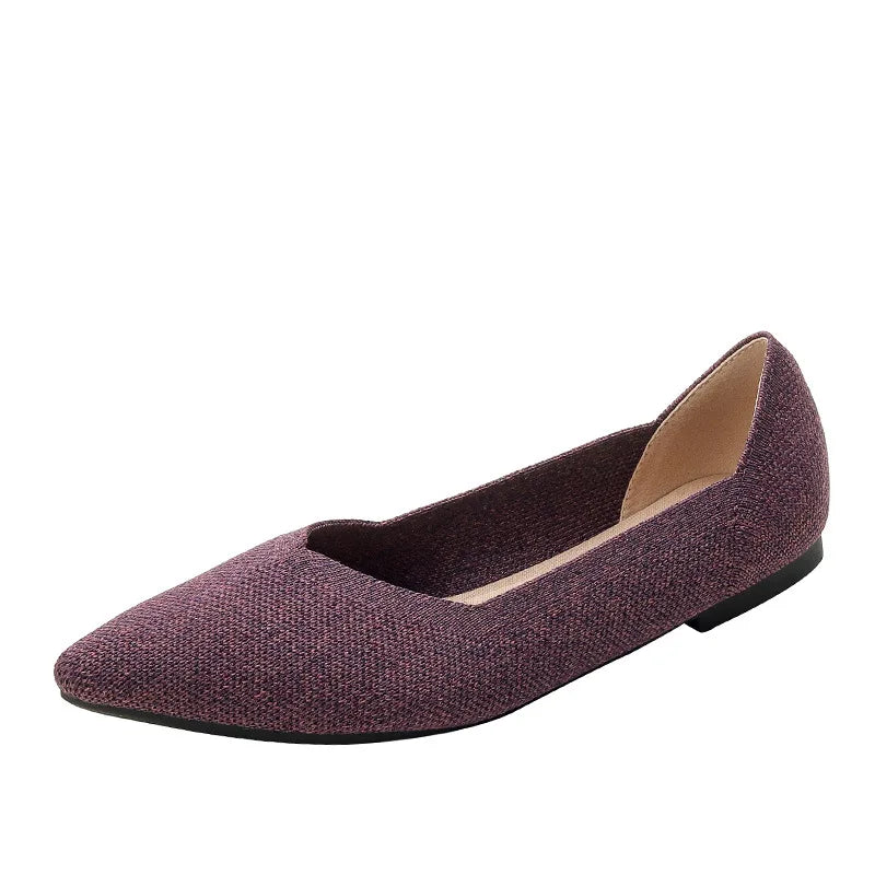 women's flat shoes large 42 / 43 upper breathable knitted sole non slip rubber material pointed shoes spring / summer2024 new