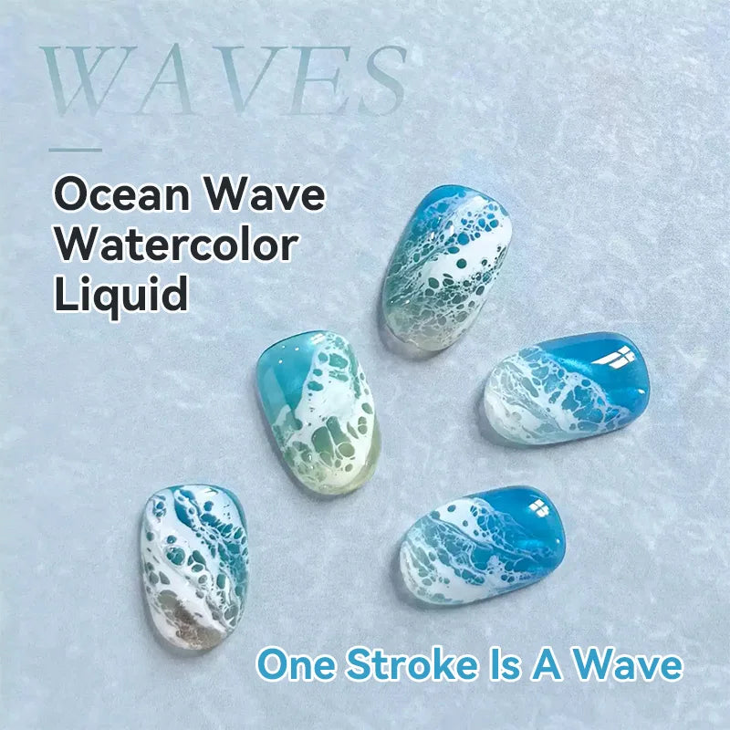 BORN PRETTY 10ml  Ocean Wave Watercolor Liquid Gel Polish White Blossoming 3 Seconds Spread Stroke Wave Bubble Nail Art Design