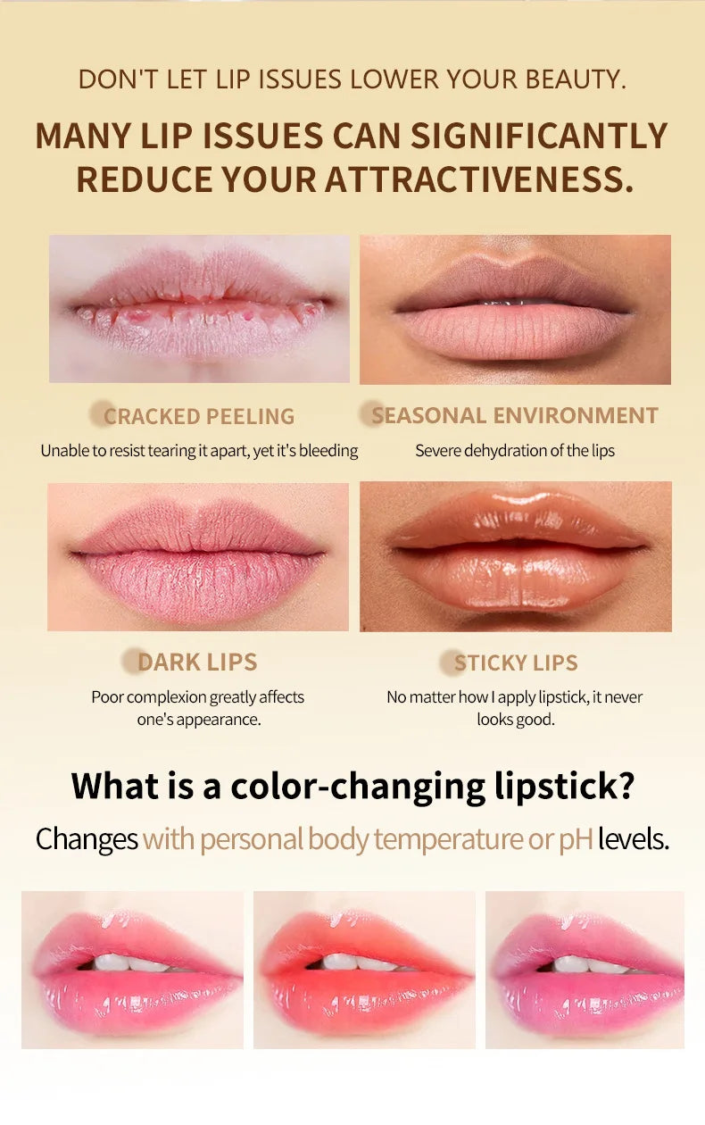 VIBELY Color Changing Lipstick with Shimmer Glitter, Nourishing Hydrating Lip Balm, Moisturizing Lip Care for Dry Lips, Daily Us
