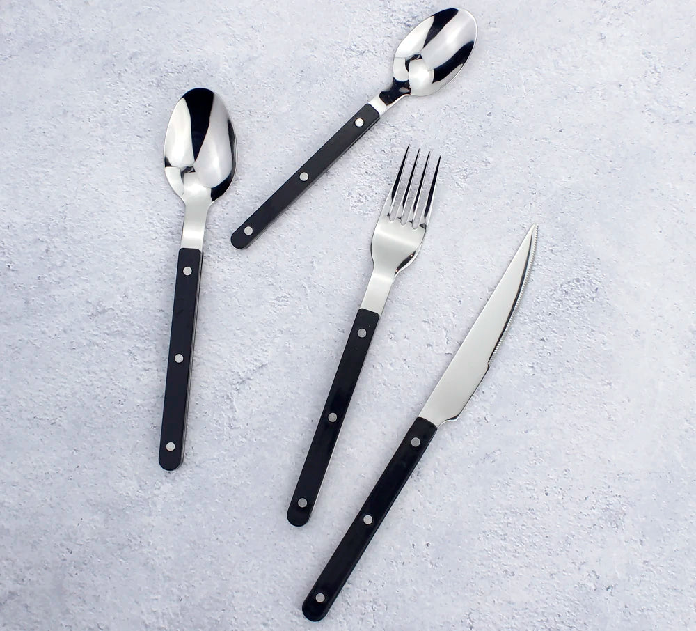 Fashionable Design Top Mirror Polishing Cutlery Sets Stainless Steel 18/8(304) ABS Handle With Rivets Silverware Set For Kitchen