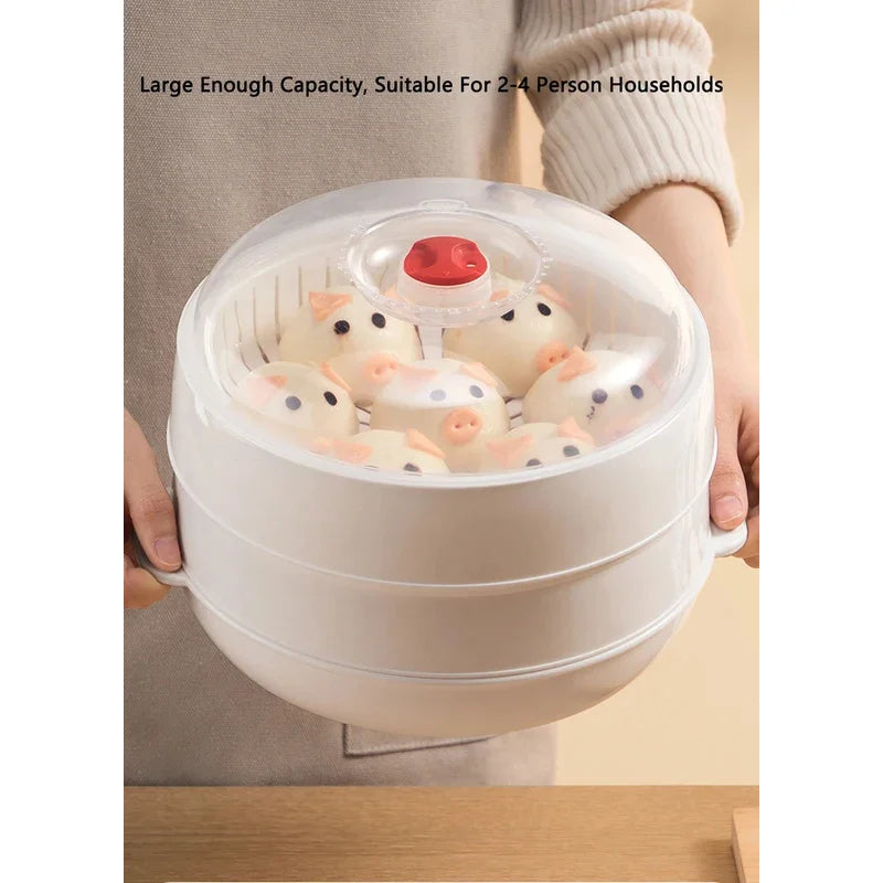 COOKER KING Microwave Heating Steamer Large Capacity Household Kitchen Steamer Box with Steam Vent