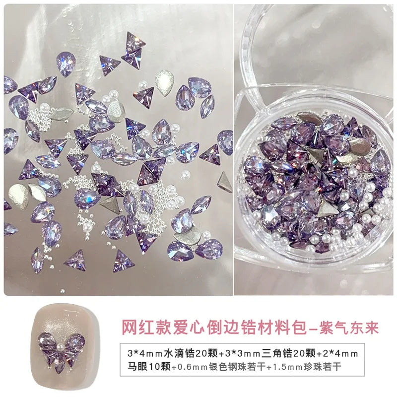 50PCS 3D Mini Zircon Nail Art Rhinestone Crystal Diamond Accessories For Glitter Manicure Nails Decoration Supplies Material