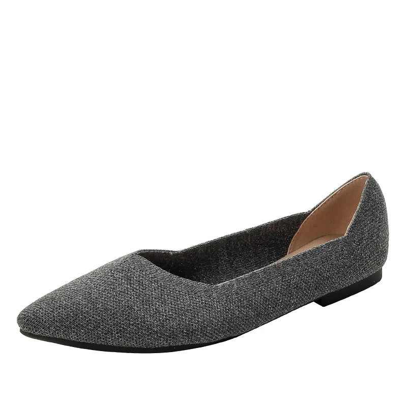 women's flat shoes large 42 / 43 upper breathable knitted sole non slip rubber material pointed shoes spring / summer2024 new