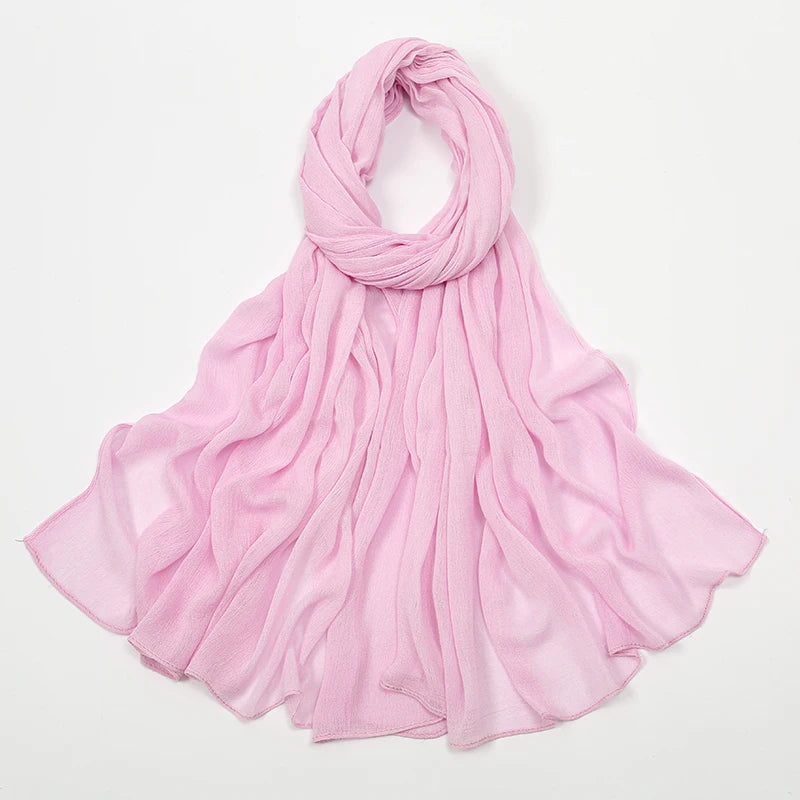 New Arrival Crinkle Rayon Hijab Women Muslim Scarf Shawls Solid Headscarf Wraps Big Size Plain Islamic Turban Headbands Foulard