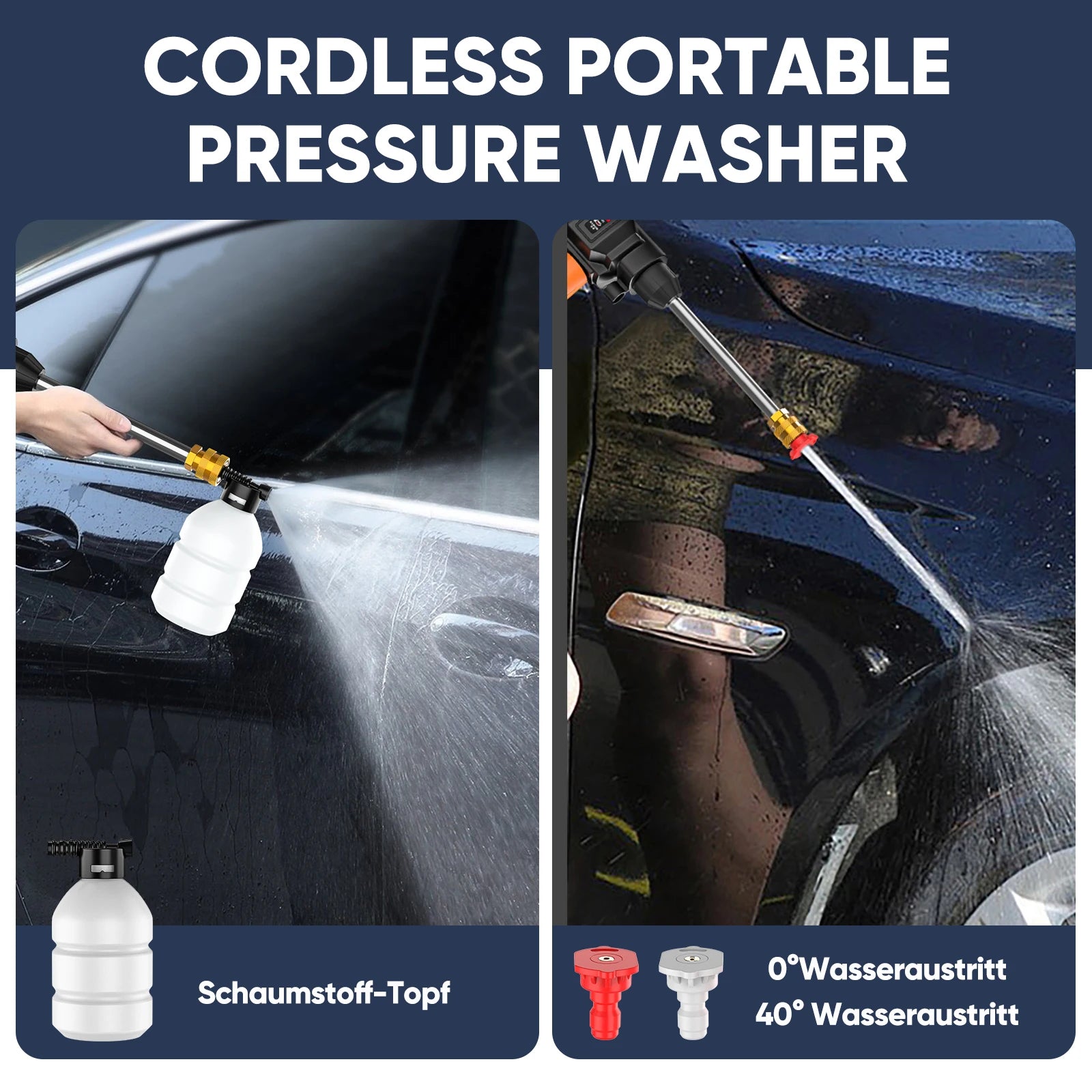 Portable Cordless High Pressure Water Gun for washing Car Wash Machine Garden Swimming Sprinkler Foam Water Gun with 2 Battery