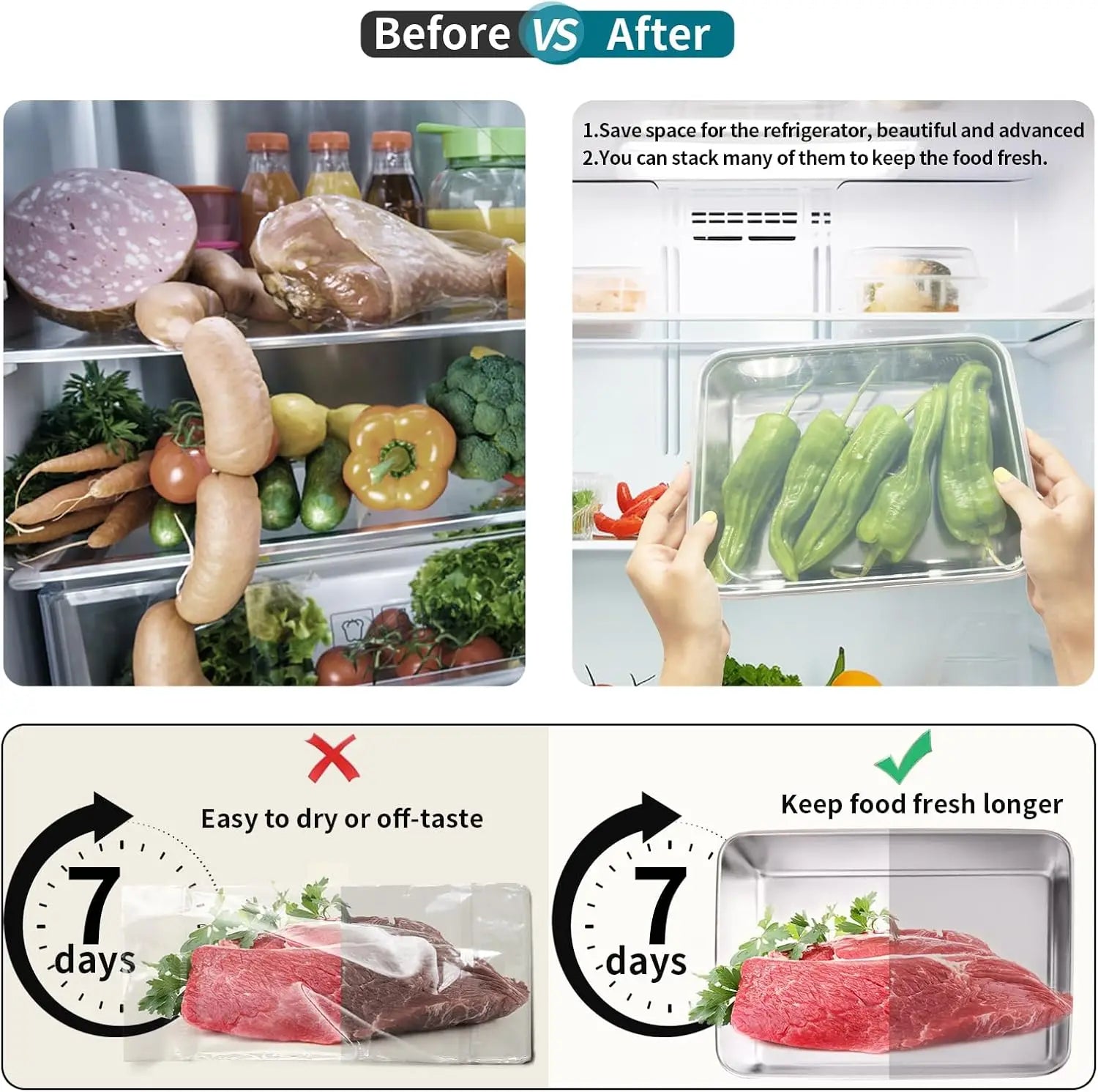 Stainless Steel Food Storage Container with Lid - Airtight Fresh-Keep Box for Fridge | Small Thickened Kitchen Organizer
