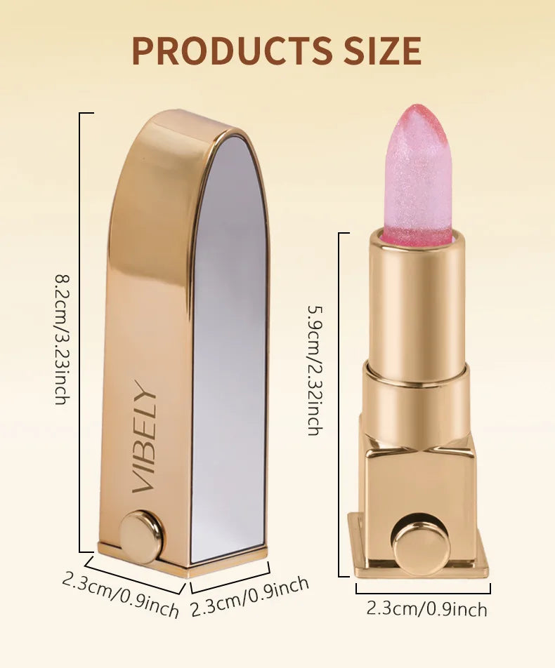VIBELY Color Changing Lipstick with Shimmer Glitter, Nourishing Hydrating Lip Balm, Moisturizing Lip Care for Dry Lips, Daily Us
