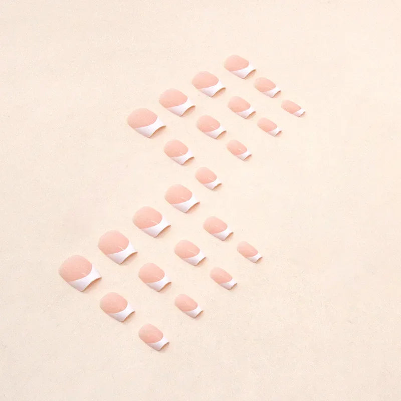 New Short Ballet 24 Pcs Fake Nail with Jelly sticker Press on False Nails Wearable Round Head Oval Full Cover Nail Tips