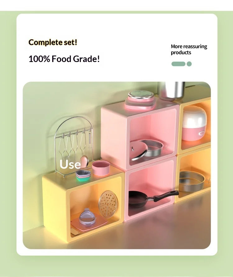 Wholesale Mini Electric Cooktop Kids Real Cooking Pretend Play Kitchen Toy Full Set With US UK EU Plug For Girls Role Play Game