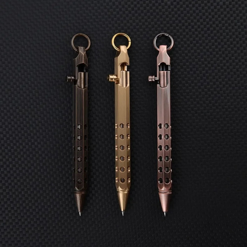 Retro Brass Pen Bolt Action Signature Ballpoint Pen for Business Christmas Birthday School Student Office Stationery