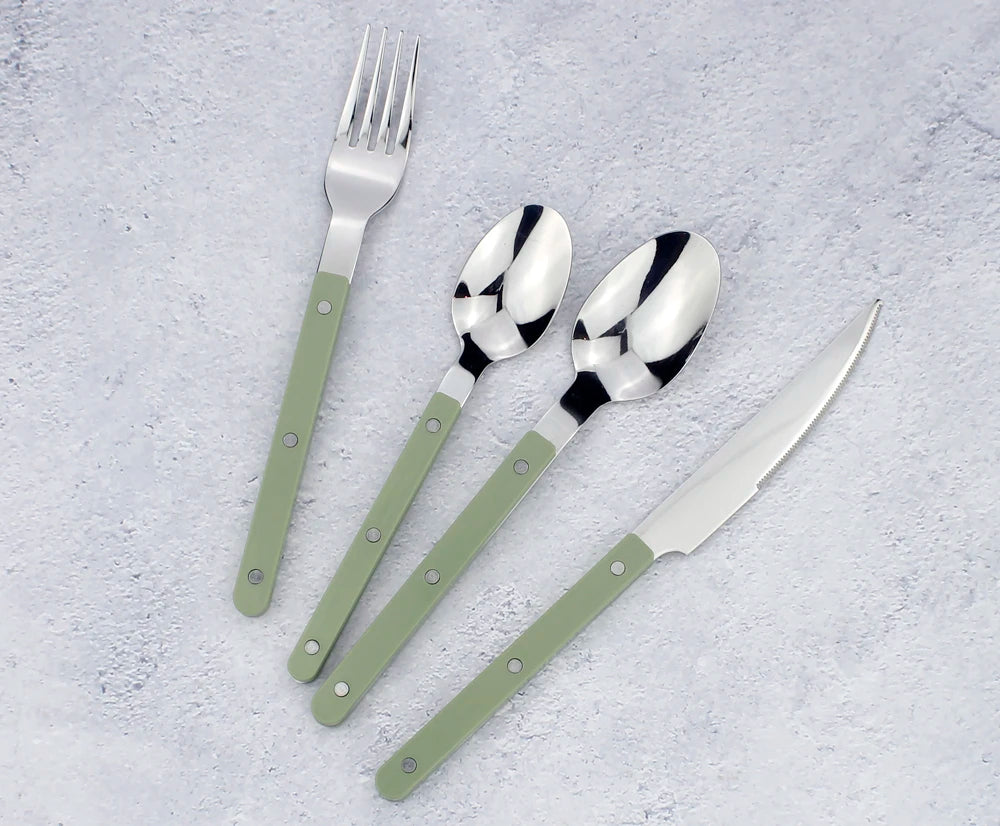 Fashionable Design Top Mirror Polishing Cutlery Sets Stainless Steel 18/8(304) ABS Handle With Rivets Silverware Set For Kitchen