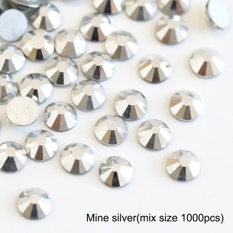 1440Pcs/Pack Flatback 3D Glass Swarovsky DIY Nails Rhinestones Art Decoration Shiny Crystal Stones Gems Manicure