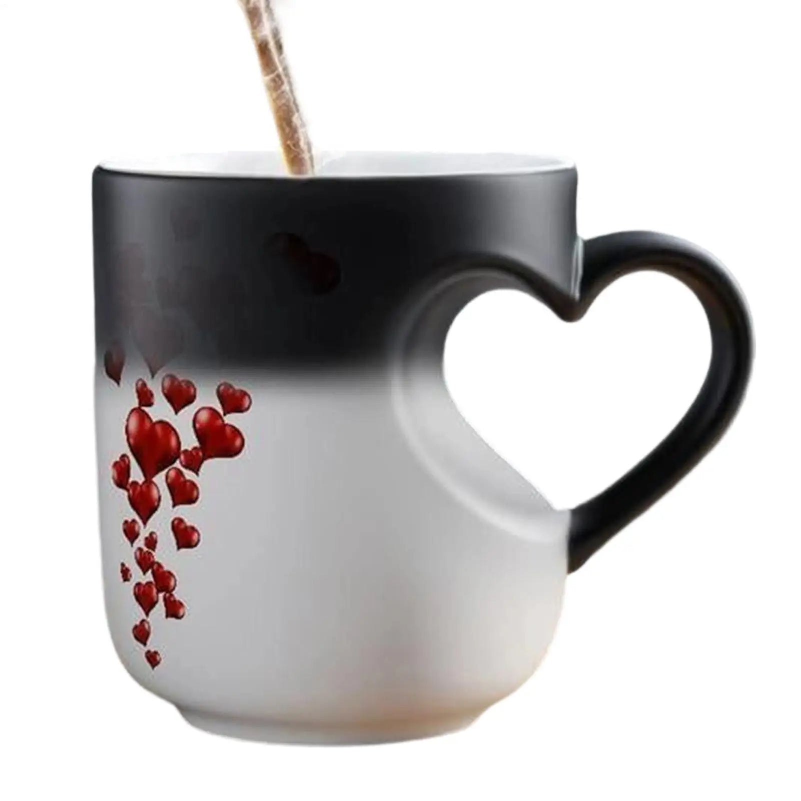 400ml Color Change Mug Heart Shape Handle Milk Juice Cup Ceramic Heat Activated Mug Thermochromic Bar Coffee Tea Water Dispenser