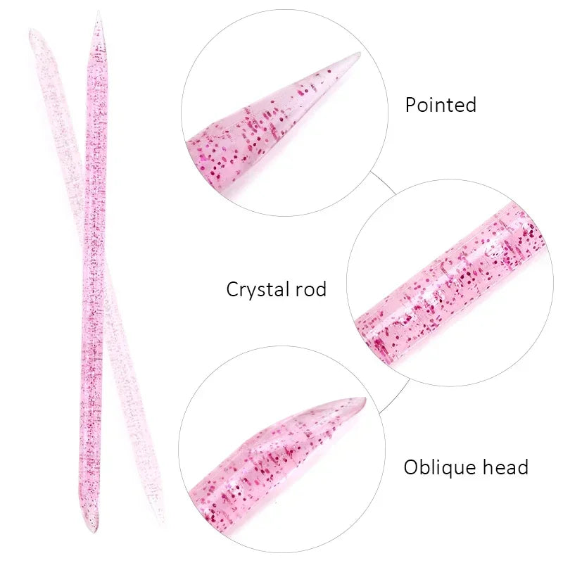 50/100 Pcs Reusable Double-Ended Cuticle Tool - Crystal Nail Art Pusher for Manicure & Pedicure