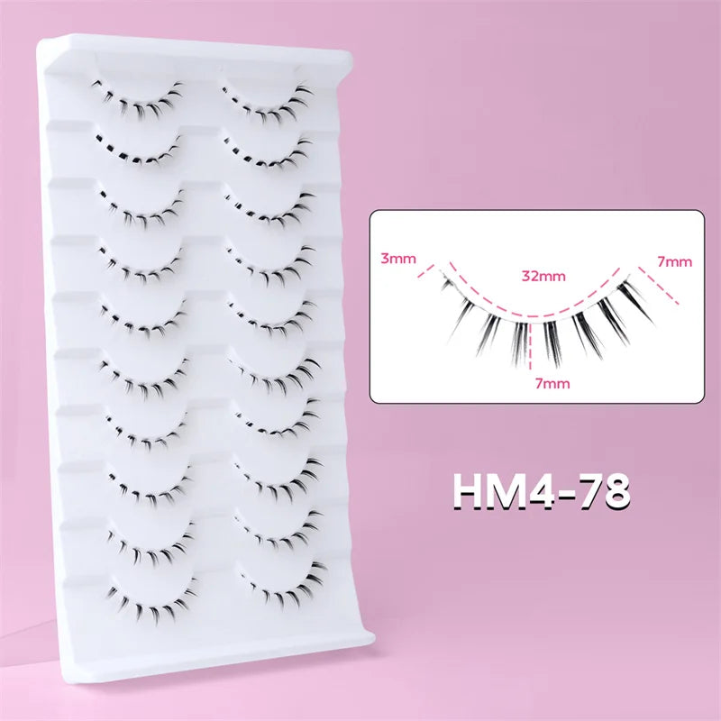 10Pairs Lower Eyelashes Pack Under Eye Lashes Soft Lower Eyelashes 100% Handmade Clear Band Manga Bottom Lashes Makeup Tools