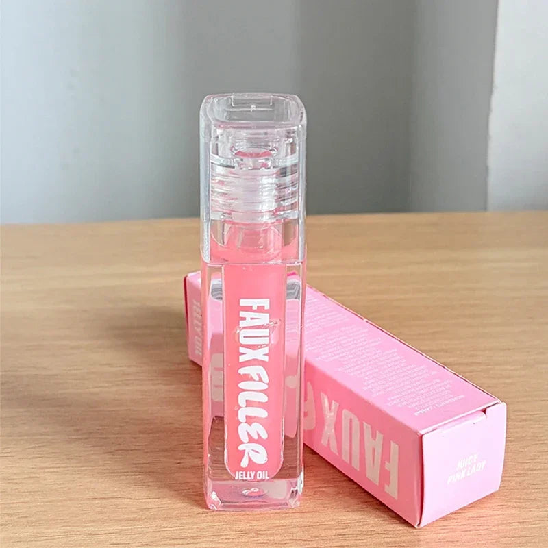 ROD Lipstick Makeup Non-Sticky Lip Gloss Hydrating Crystal Clear Lip Oil Plumping Moisturize Tinted Lipstick Natural Lip Makeup