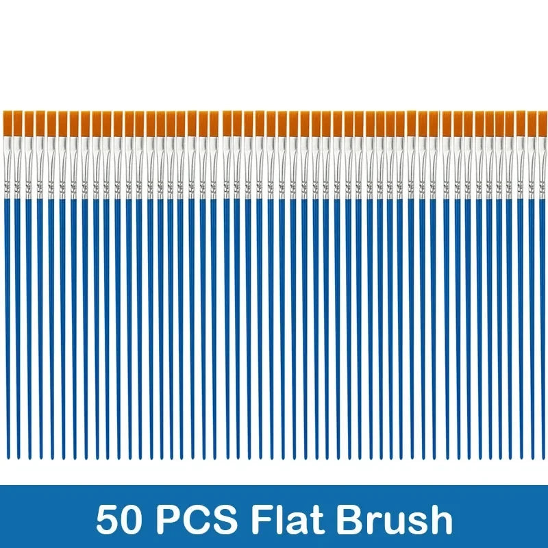 10/20/50Pcs Painting Brushes Set Art Round Flat Hair Nylon Hair Paint Brush Pen for Oil Acrylic Watercolor School Art Supplies