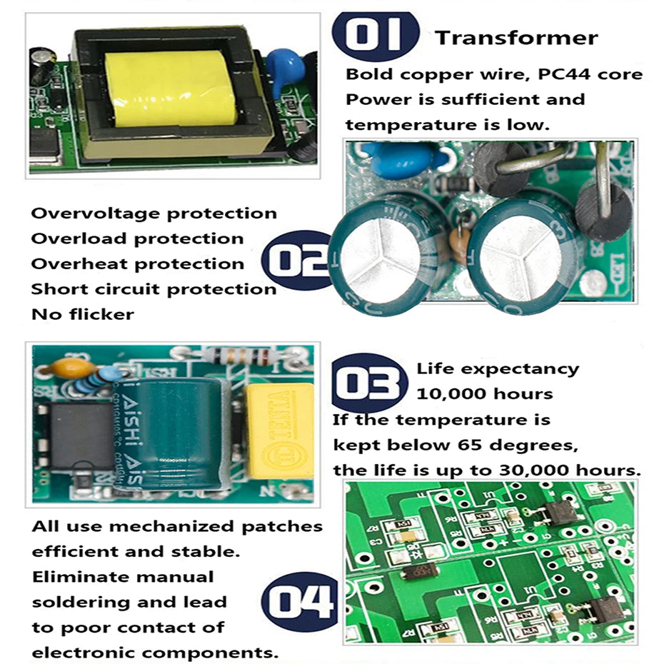 LED Driver 220V LED Power Supply 1-3W 4-7W 8-12W 15W 18W 24W 25W 30W 36W 300mA with Built-In Transformer Module LED Driver Board