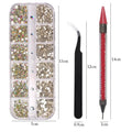 12 Grids Multi Sizes Clear Crystal AB Nail Rhinestones Set DIY Nail Art Decoration Diamonds with Tools Nails Accessories