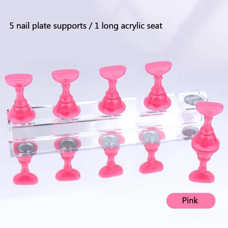 New 5pcs Magnetic Nail Stand Sample Nails Display Nail Polish Holder Nail Magnet Tips Reusable Putty MJZSJ03