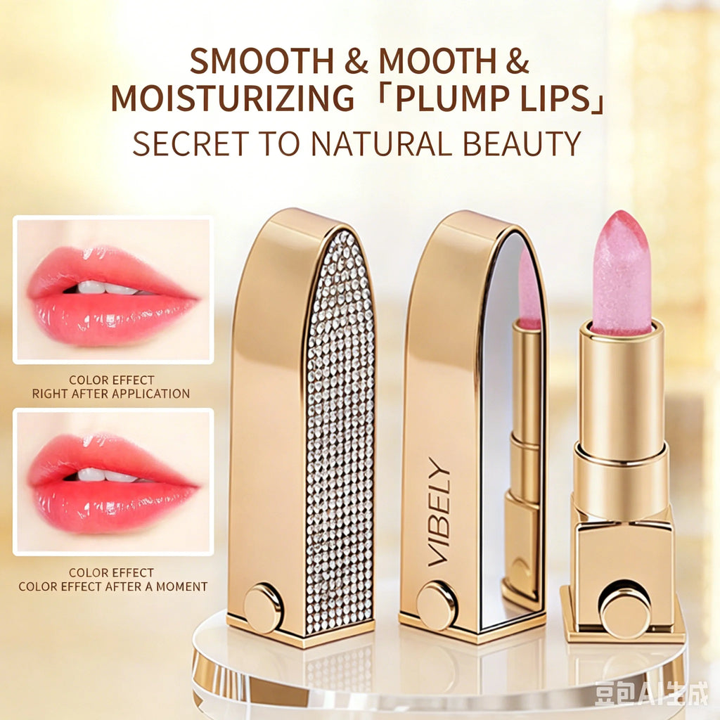 VIBELY Color Changing Lipstick with Shimmer Glitter, Nourishing Hydrating Lip Balm, Moisturizing Lip Care for Dry Lips, Daily Us