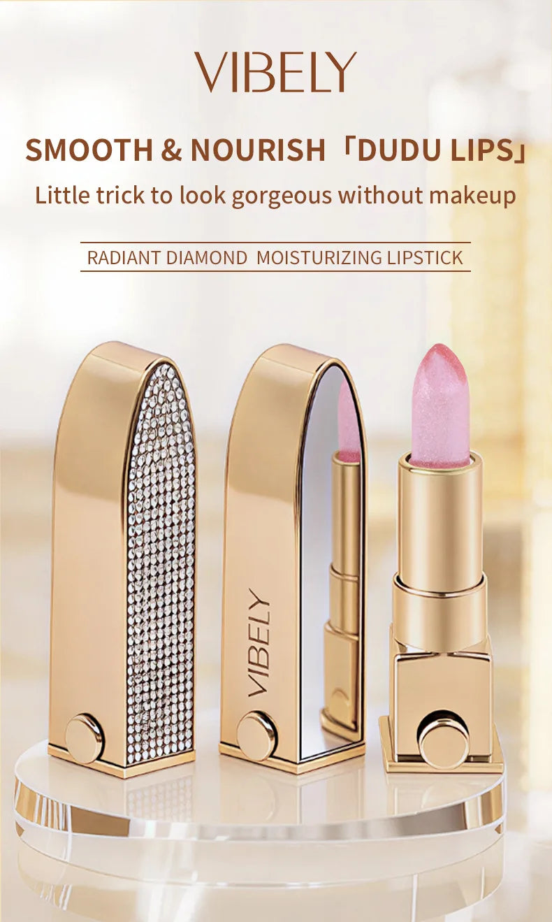 VIBELY Color Changing Lipstick with Shimmer Glitter, Nourishing Hydrating Lip Balm, Moisturizing Lip Care for Dry Lips, Daily Us