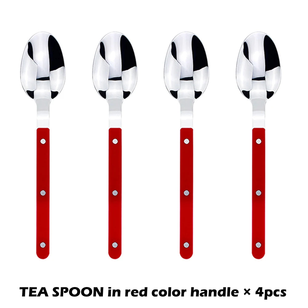 Fashionable Design Top Mirror Polishing Cutlery Sets Stainless Steel 18/8(304) ABS Handle With Rivets Silverware Set For Kitchen