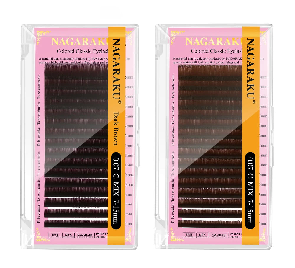NAGARAKU Brown Eyelash Extension Maquillaje Makeup Individual Eyelashes High Quality Soft Natural Synthetic Mink 16 Lines